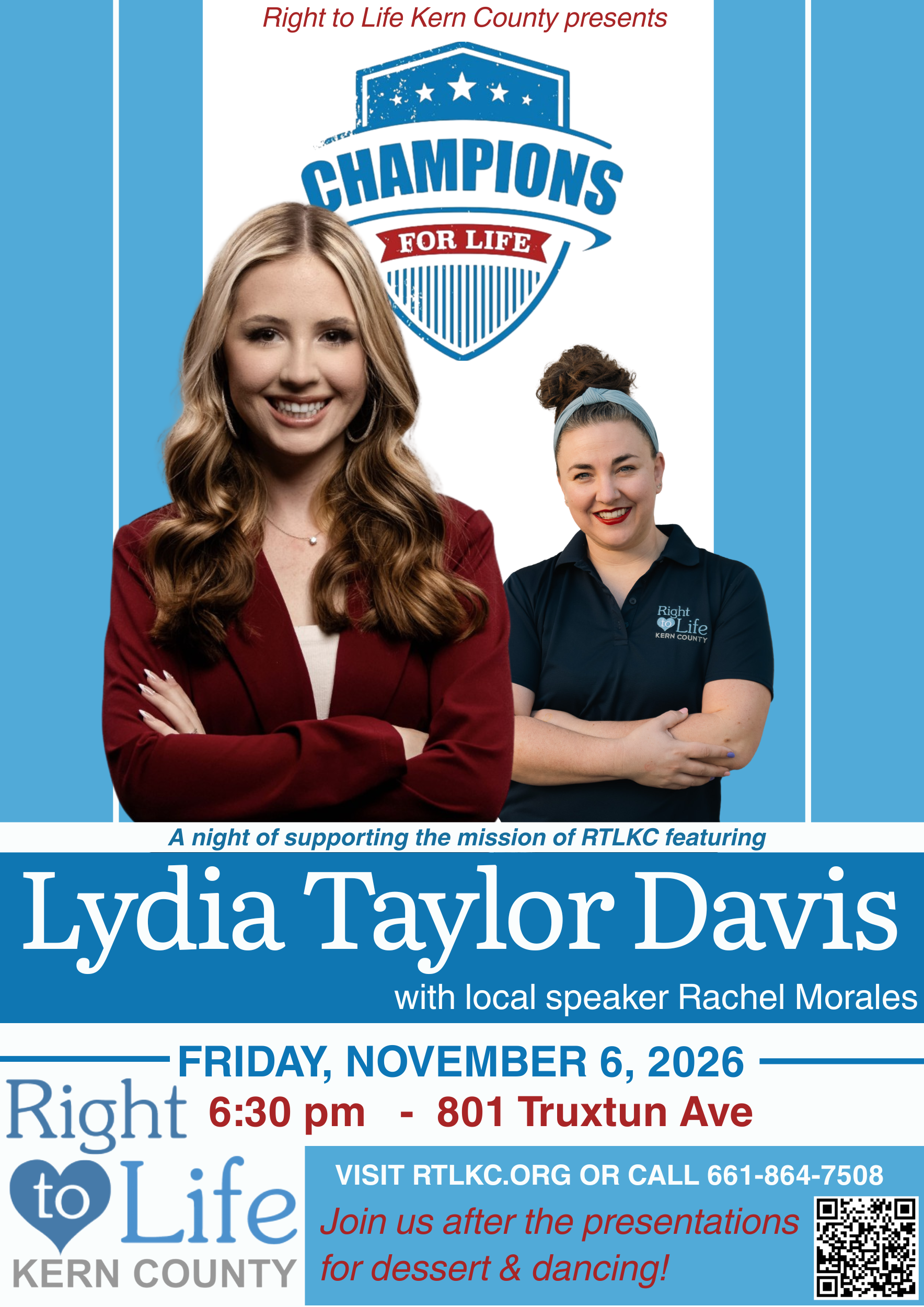 Champions for Life event featuring Lydia Taylor Davis and Rachel Morales