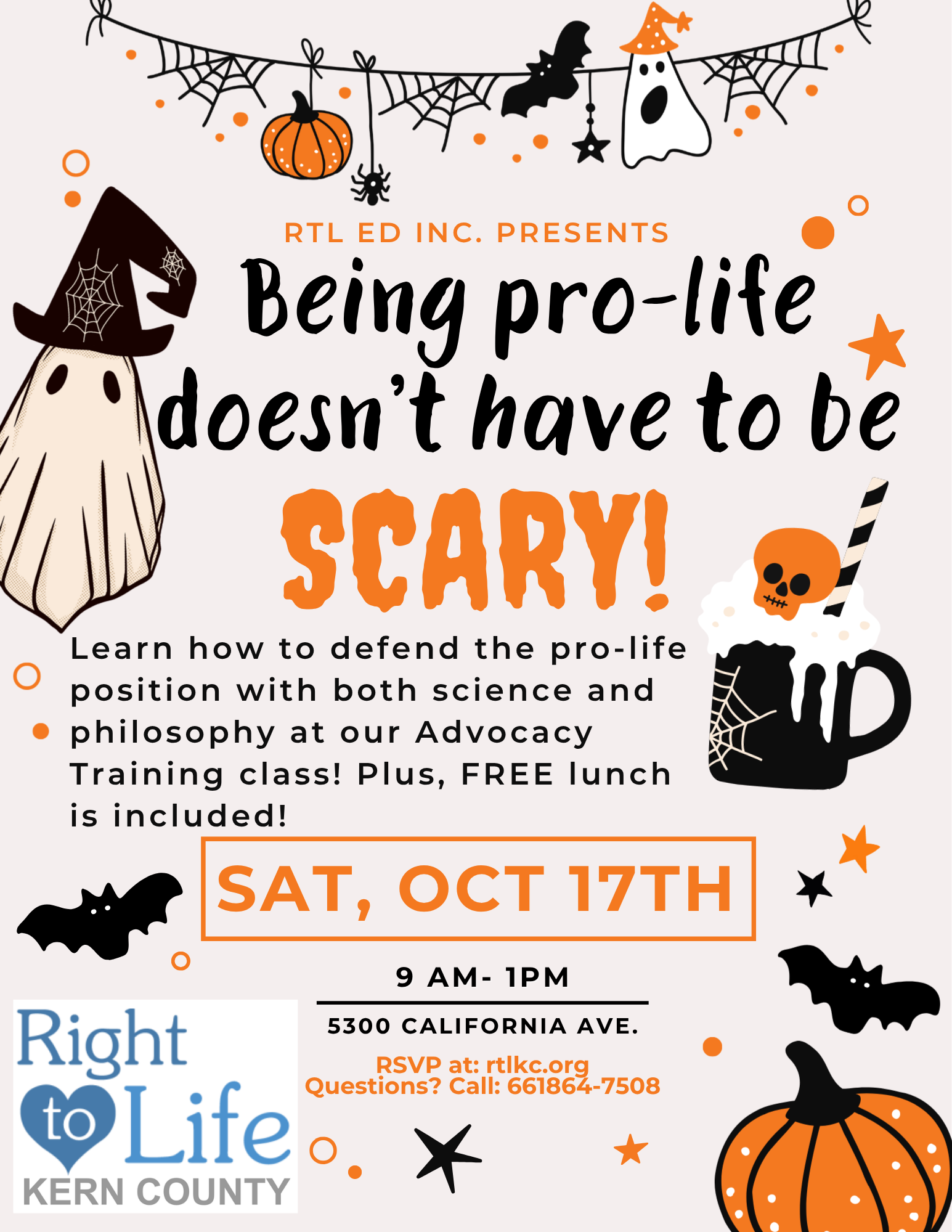 October pro-life advocacy training event flyer
